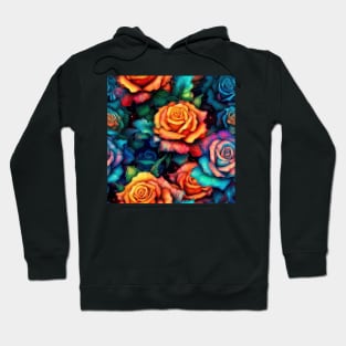 Radiant Rose Seamless Floral Pattern Hoodie